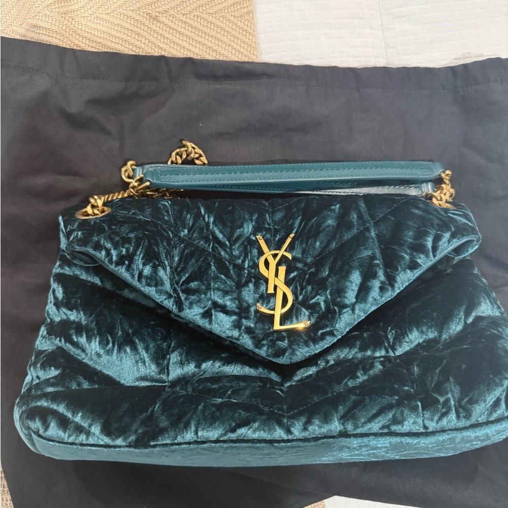 YSL Emerald Green Velvet Bag
